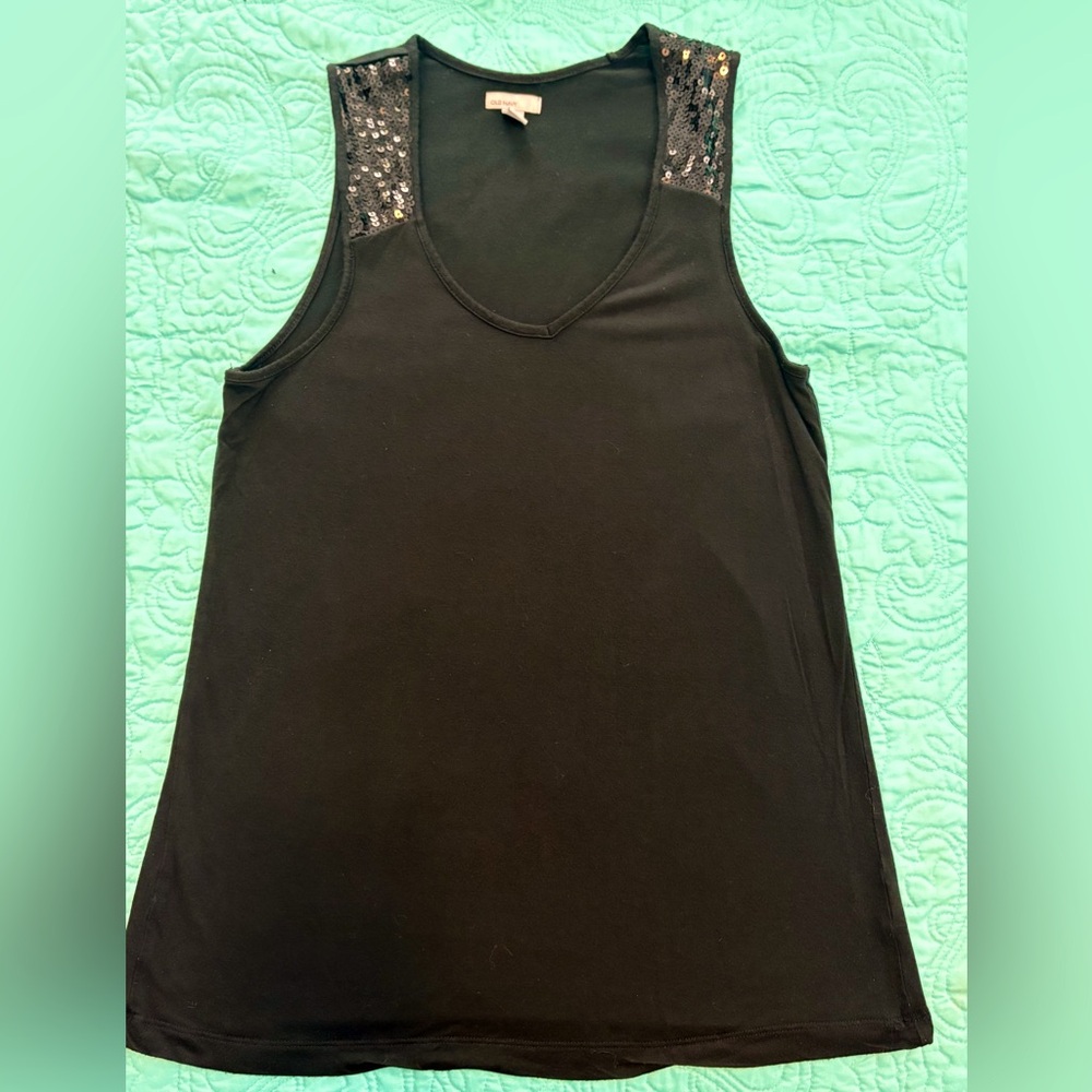 Old Navy Black Tank Top with Sequin Accents
